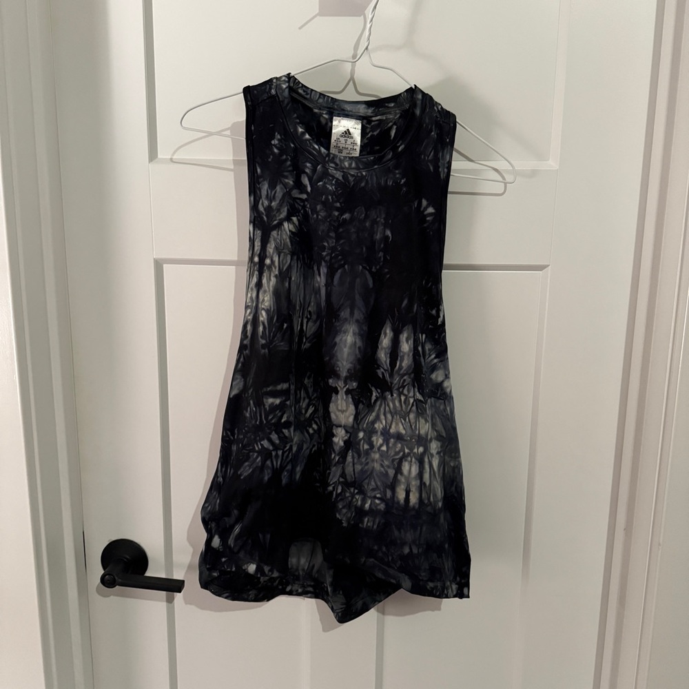 adidas Black and Gray Tie Dye Women's Workout Tank Top